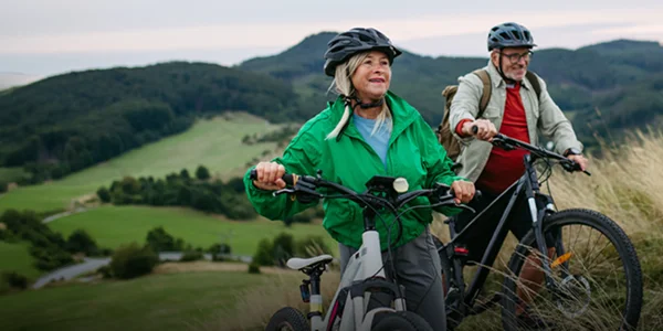 Couple biking